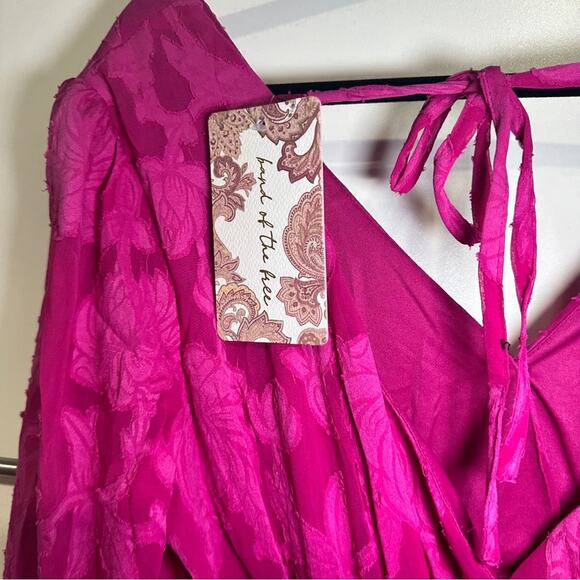 Band of the Free Size S Pink Kiss Me Peplum Tiered Mini Dress Date Night Resort - Picture 6 of 13